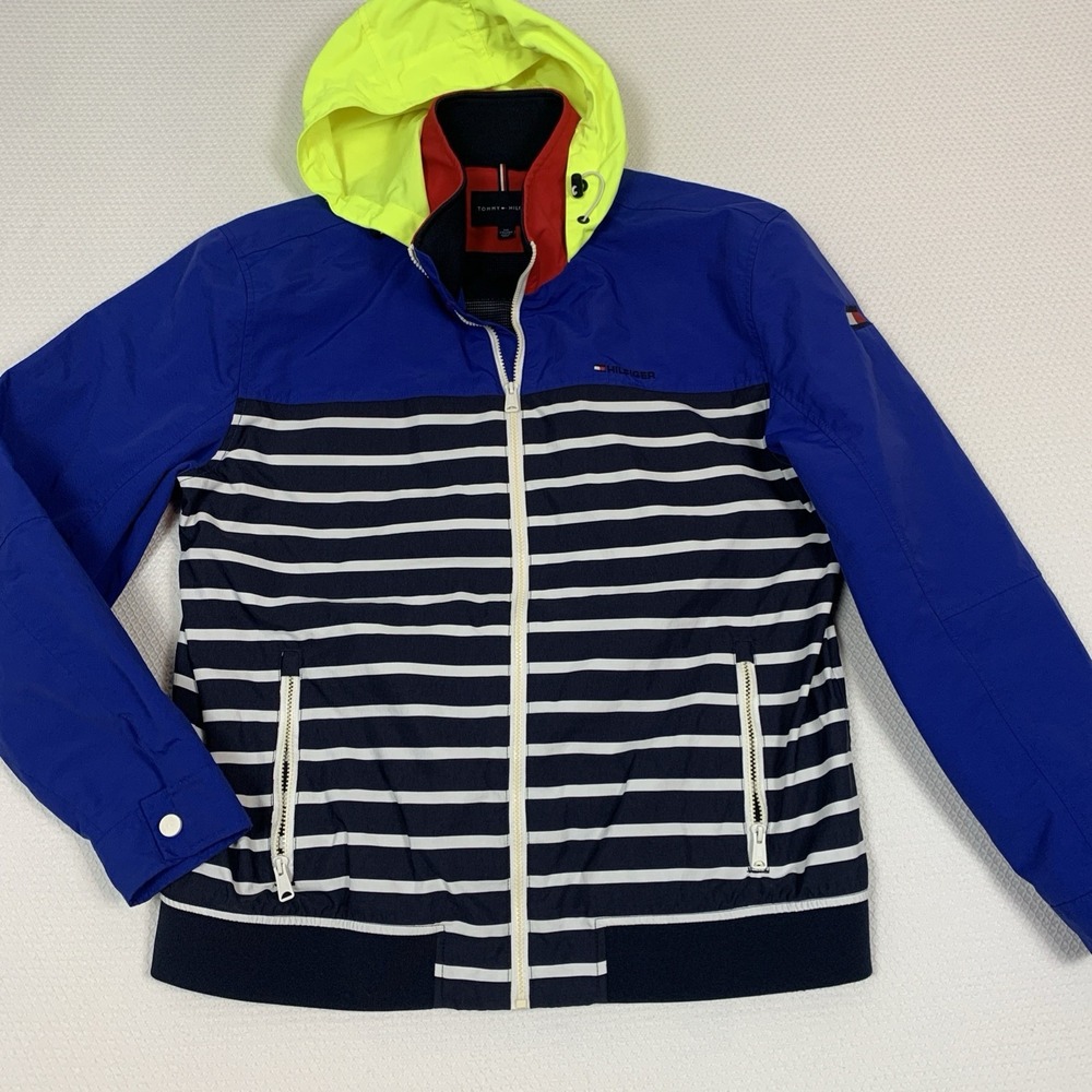 Tommy Hilfiger Adaptive Mens XXL The Regatta Jacket Blue Striped Windbreaker Zip